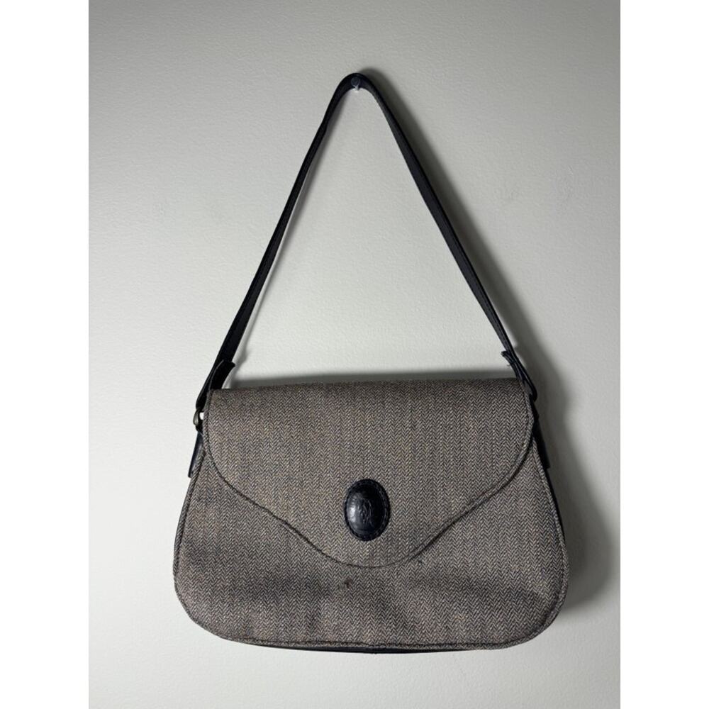Helen Kaminski Sydney Tweed Leather Flap Shoulder Bag Purse
